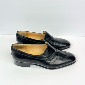 Vintage Bally France Classic Loafers Black Leather Slip-Ons Shoes Size 6.5E